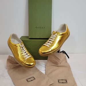 Gucci Men's Ace Perforated G Sneakers Size 11 (US 11) 599147 B8B20 8016 Gold
